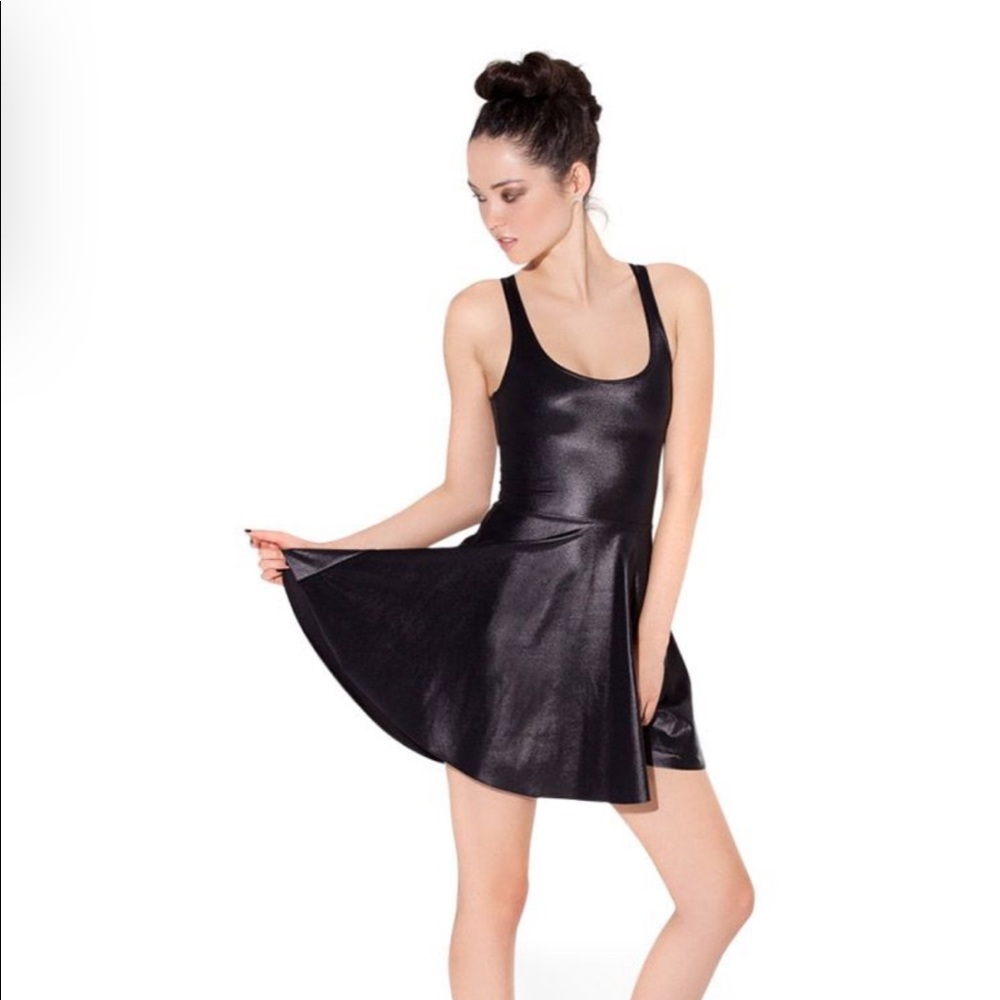 BlackMilk Wet Look Reversible Skater Dress Size M